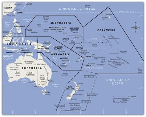 Map of South Pacific Islands